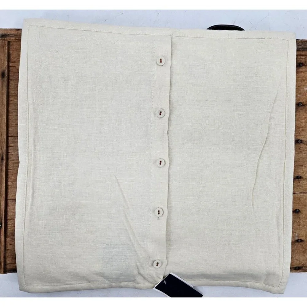New Ralph Lauren Macall Embroidery Pillow Cover 18x18 Cream Floral Linen